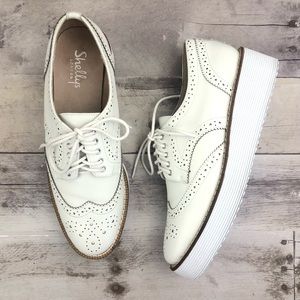 Shellys London White Platform Oxford Shoes